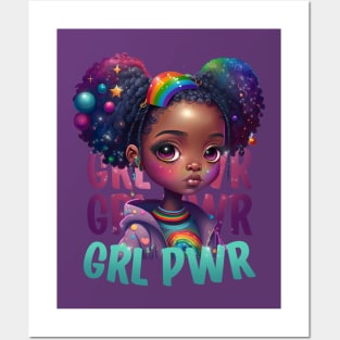 GRL PWR Cute Black Girl Power Women Empower Posters and Art